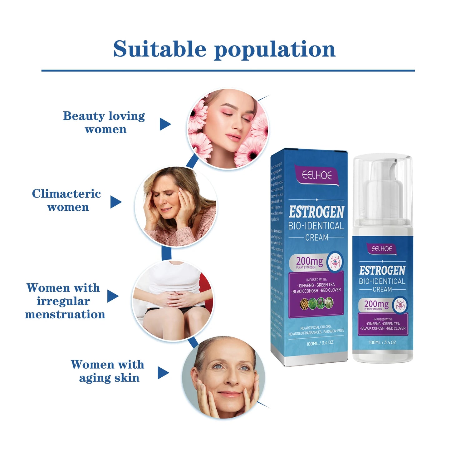 Eelhoe Menopausal Estrogen Cream Soothing Cream Care Cream To Reduce Women's Menopausal Fatigue Mood Swings Care Cream