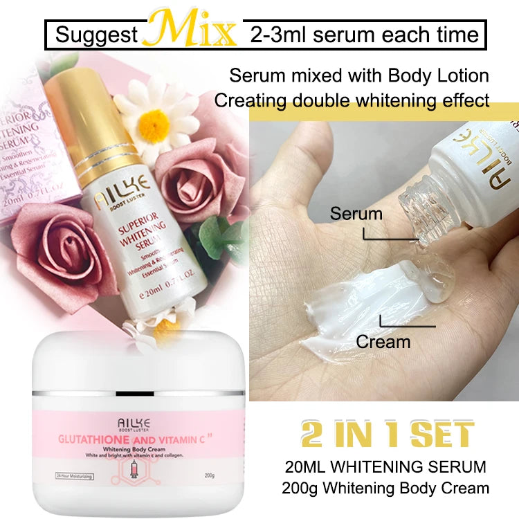 AILKE Lighten Remove Black Spots Facial Skin Care Lotion, Moisturizing Cream Body Glutathion Vitamin C Dark Skin Face New Range