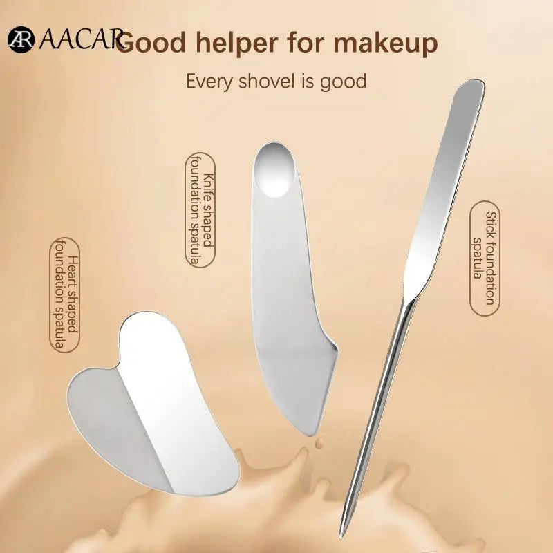 Stainless Steel Foundation Spatula Mask And Eye Cream Spoons Multi-Functional Facial Scraping Metal Beauty & Skin Care Tools Set