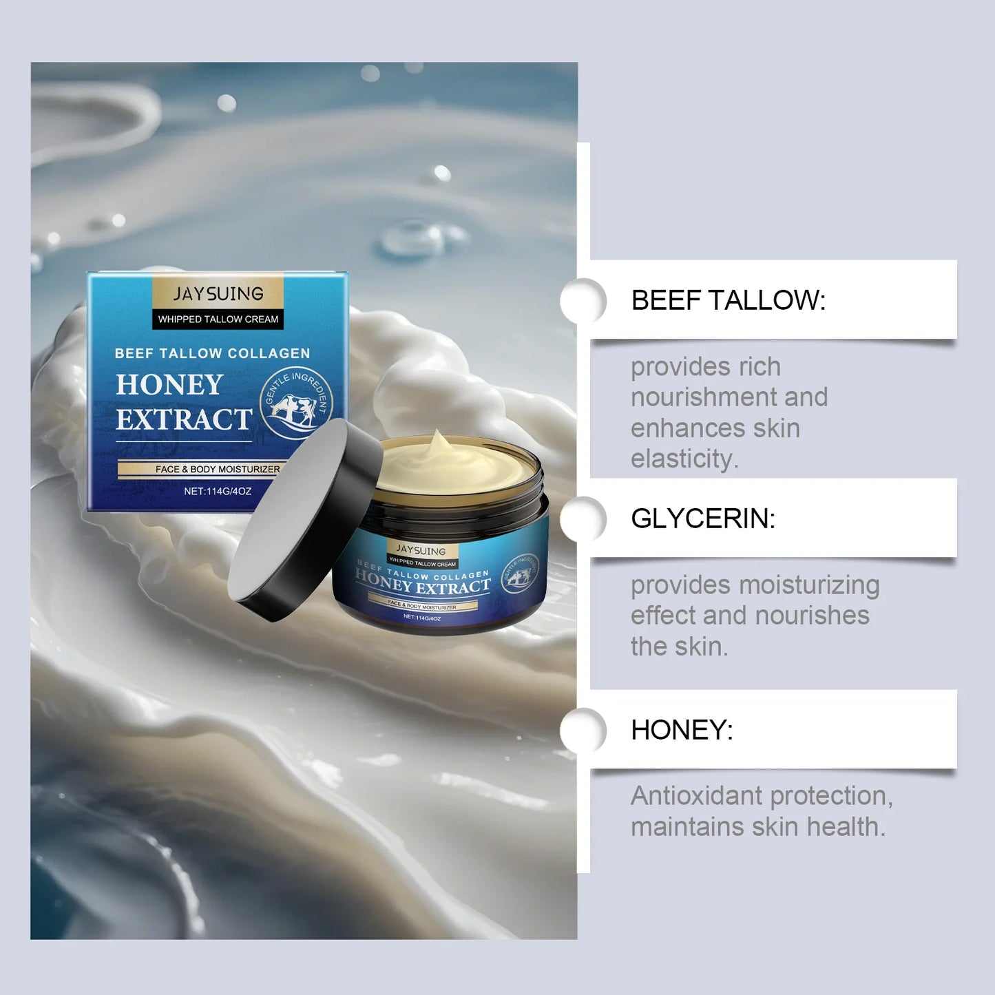 Face Body Moisturizer,Cow fat moisturizing cream moisturizes and nourishes the skin, suitable for all skin types.