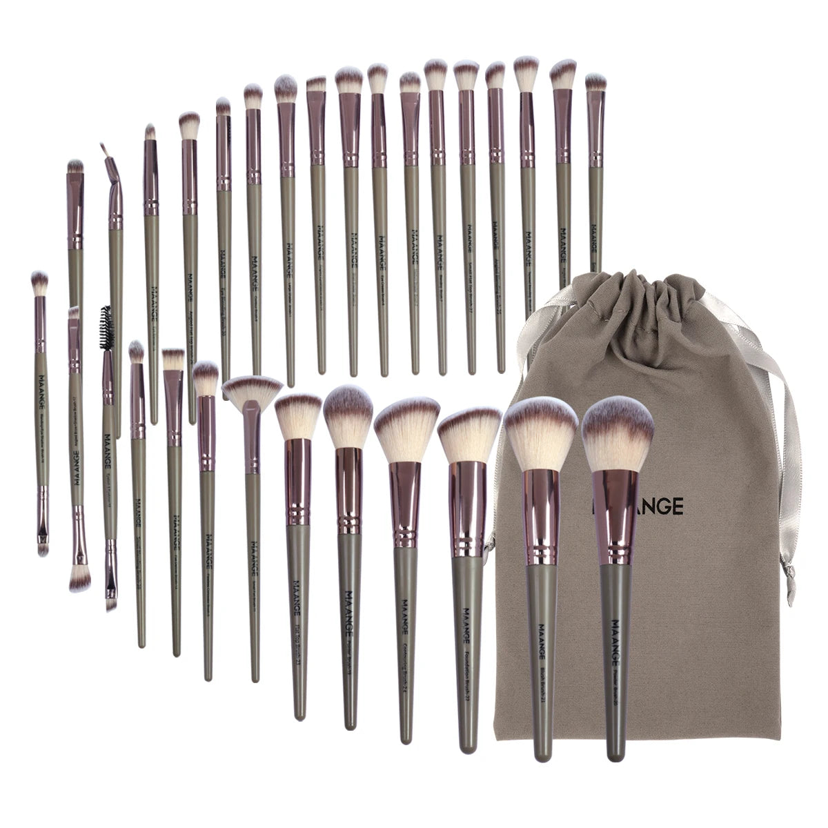 MAANGE 30pcs Professional Makeup Brush Set Foundation Concealers Eye Shadows Powder Blush Blending Brushes Beauty Tools with Bag