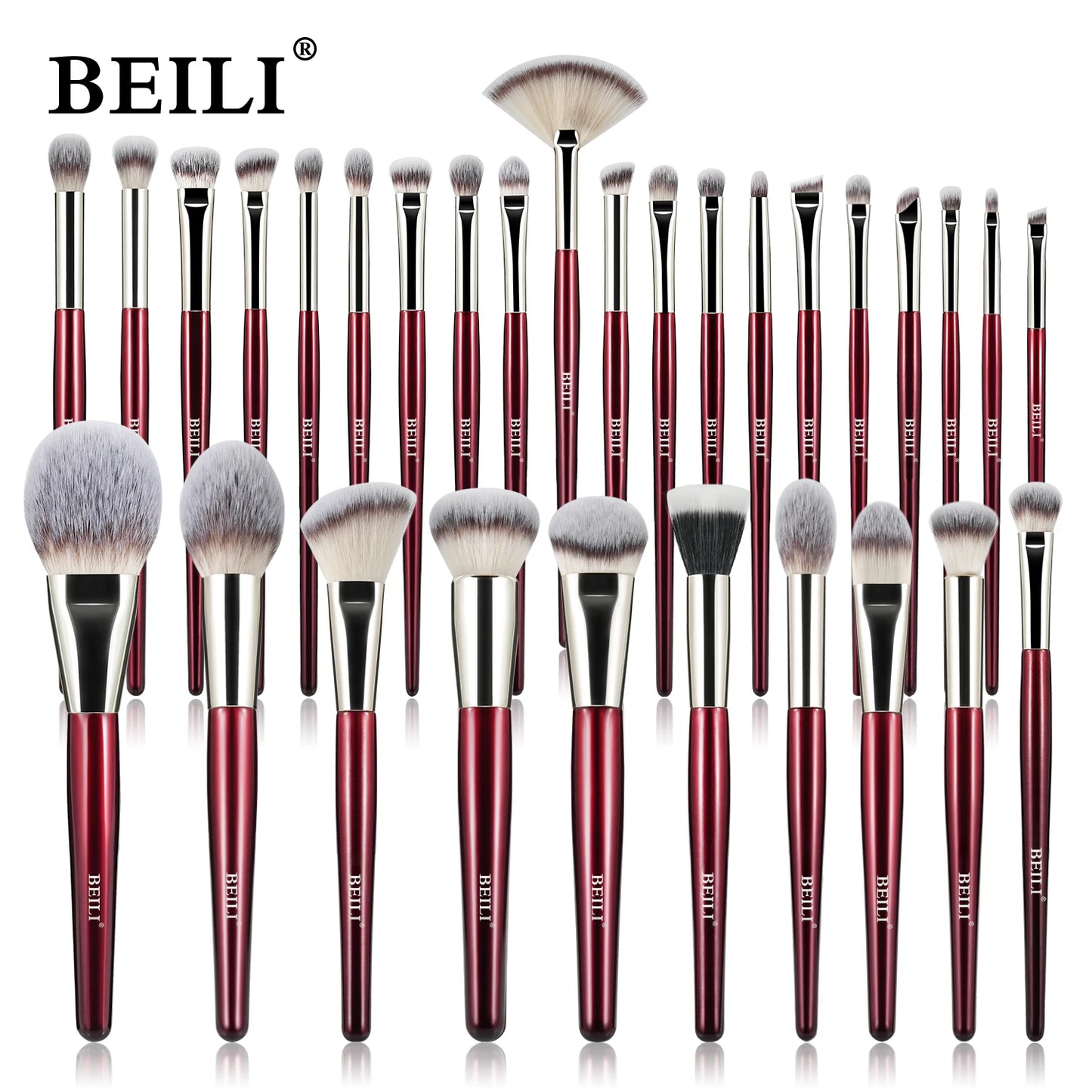 BEILI 9/15/30Pcs Pro Makeup Brushes Suitable for Foundation Powder Concealer Eyeshadow Eyebrow Eyelashes Eyeliner Brush Set