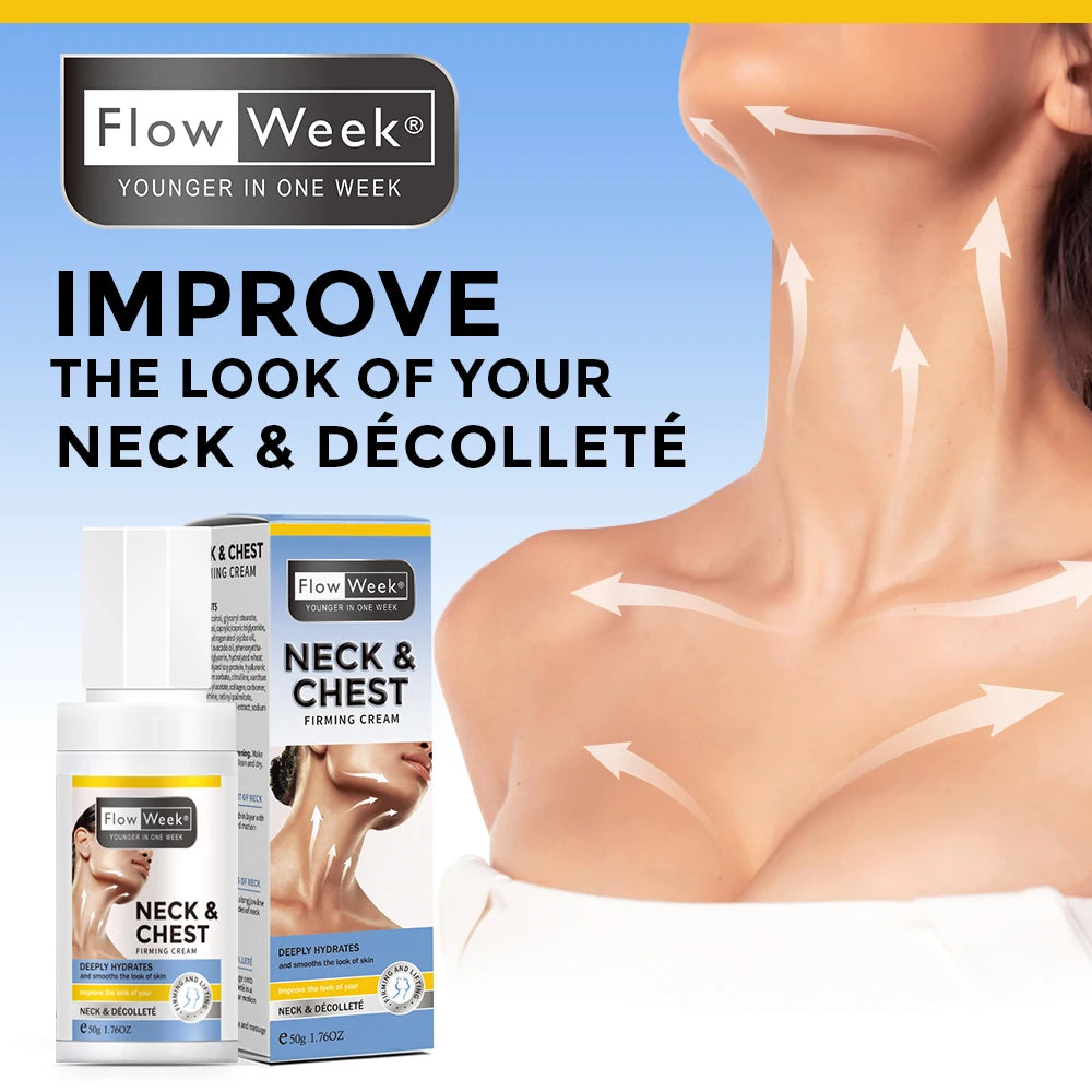 Flowweek Neck & Chest Firming Cream Tighten & Smooth Skin, Preservative-Free, For All Skin Types With Collagen & Niacinamide