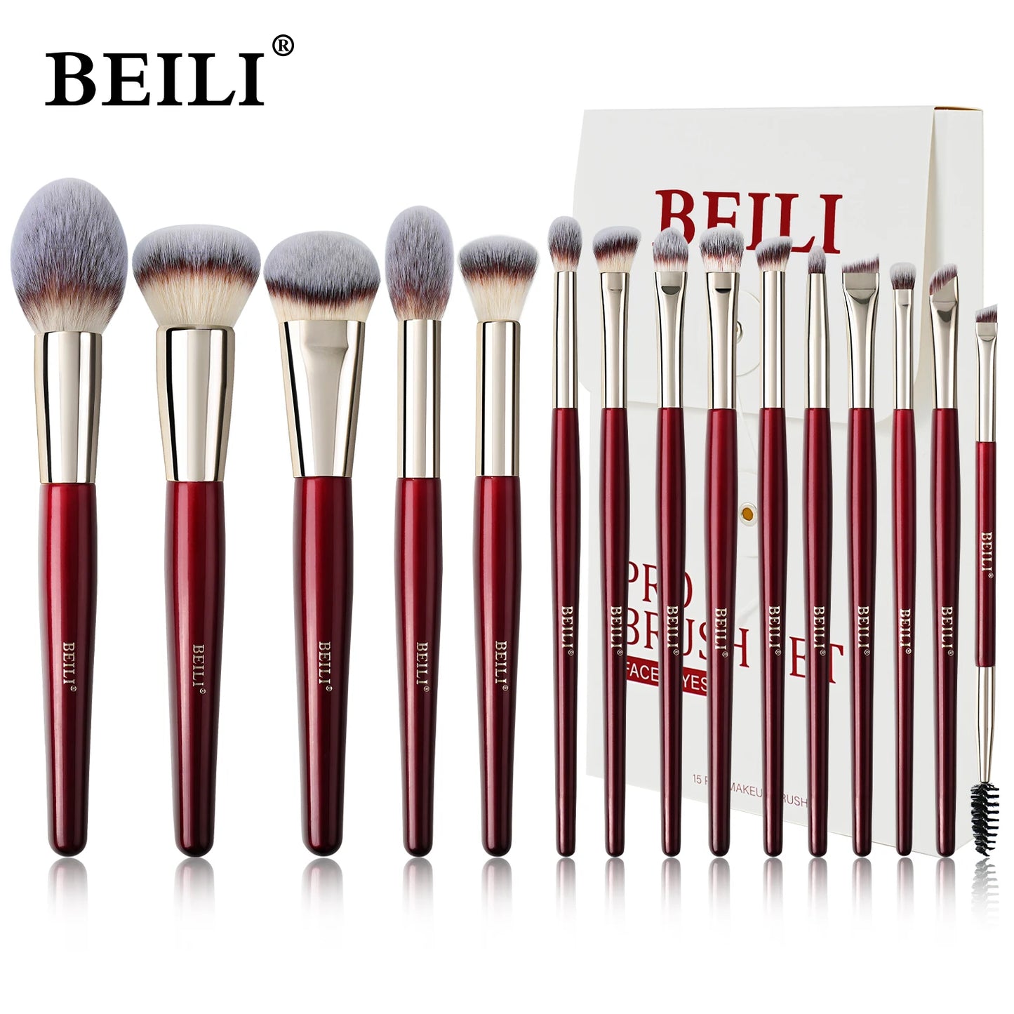 BEILI 9/15/30Pcs Pro Makeup Brushes Suitable for Foundation Powder Concealer Eyeshadow Eyebrow Eyelashes Eyeliner Brush Set