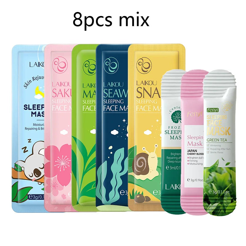 8pcs LAIKOU Moisturizing Facial Mask Hydrating Sleeping Face Sheet Masks Face Mask Beauty Korean Skin Care Products