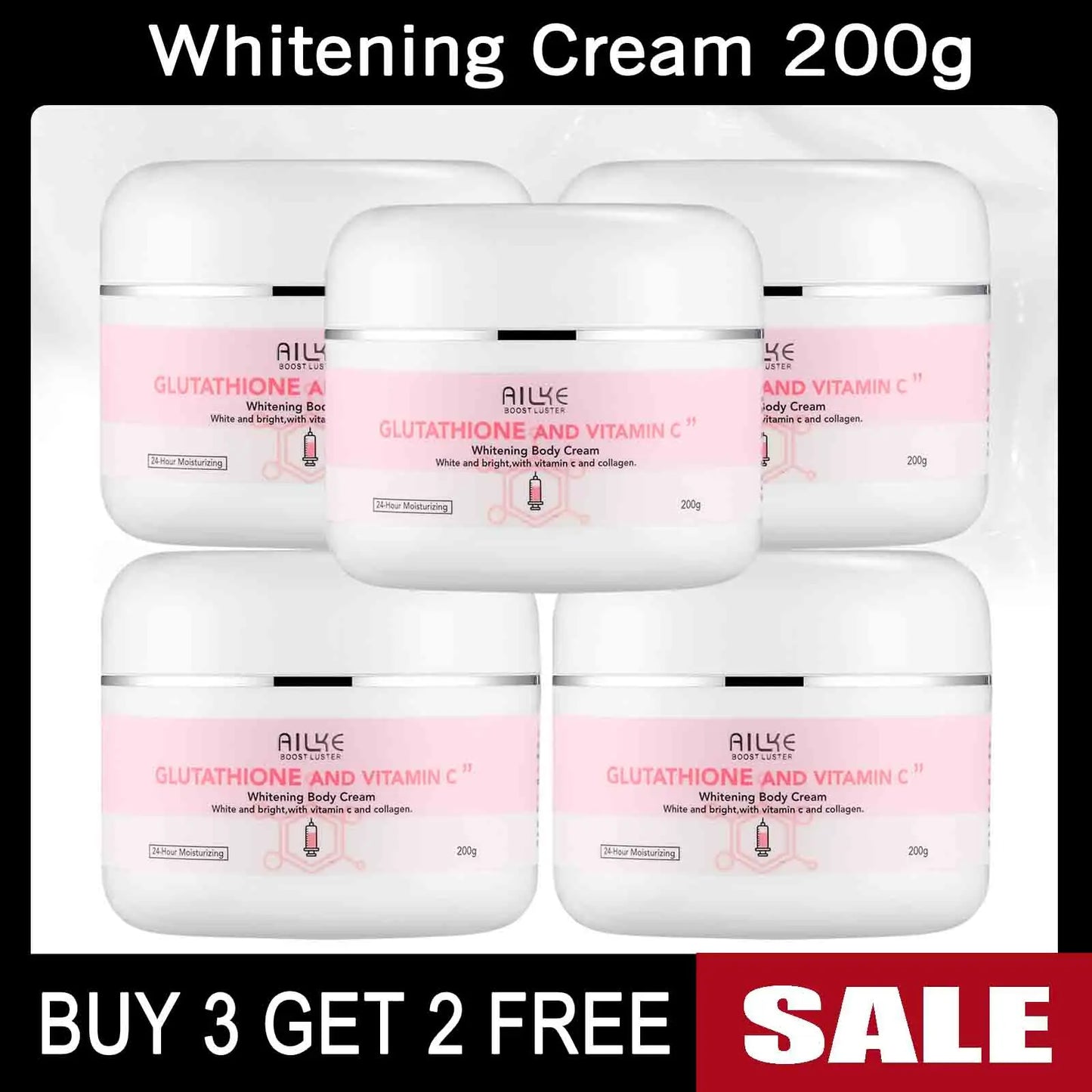 AILKE Whitening Remove Black Spots Facial Skin Care Lotion Moisturizing Cream Body Glutathion Vitamin C Black Skin Face New Set