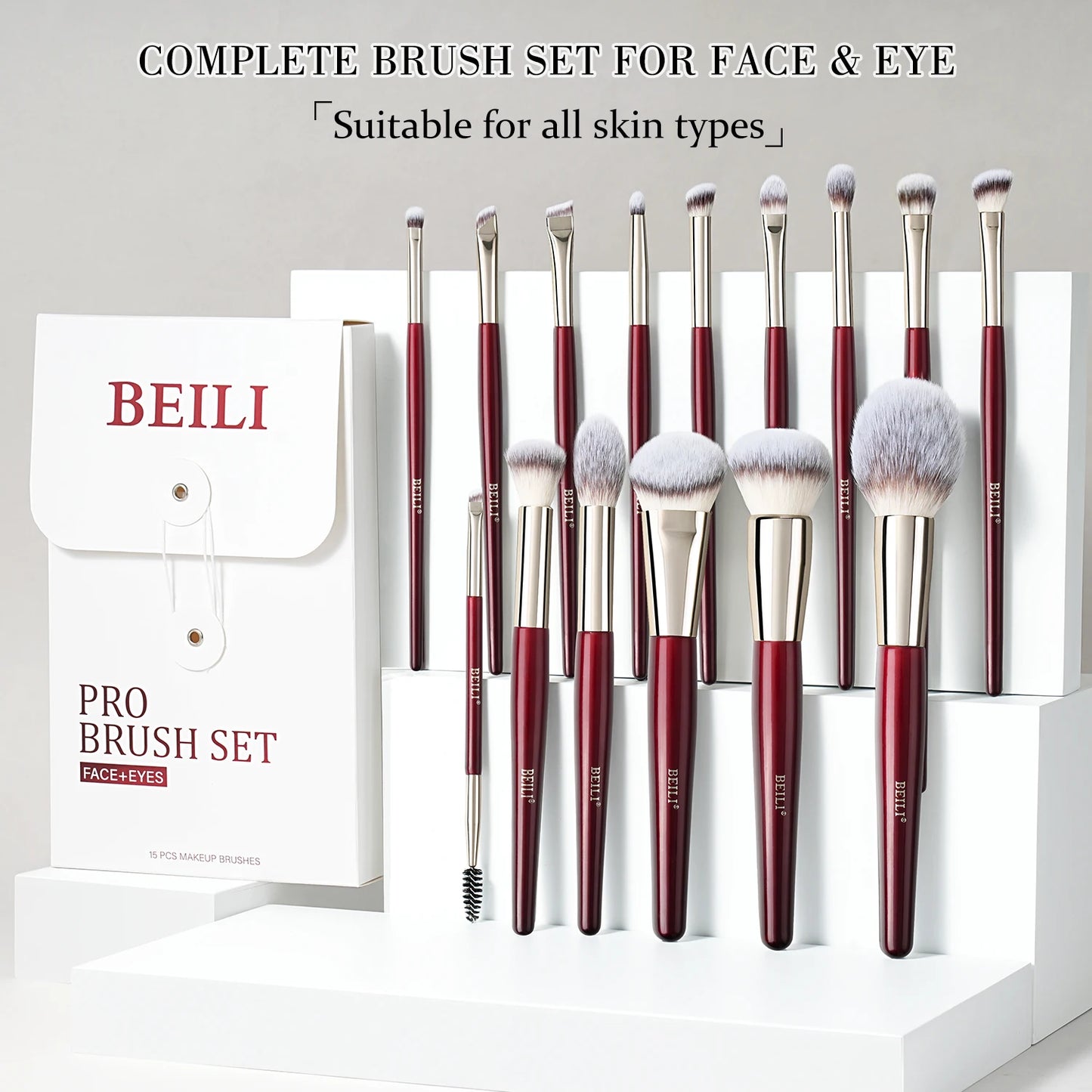 BEILI 9/15/30Pcs Pro Makeup Brushes Suitable for Foundation Powder Concealer Eyeshadow Eyebrow Eyelashes Eyeliner Brush Set