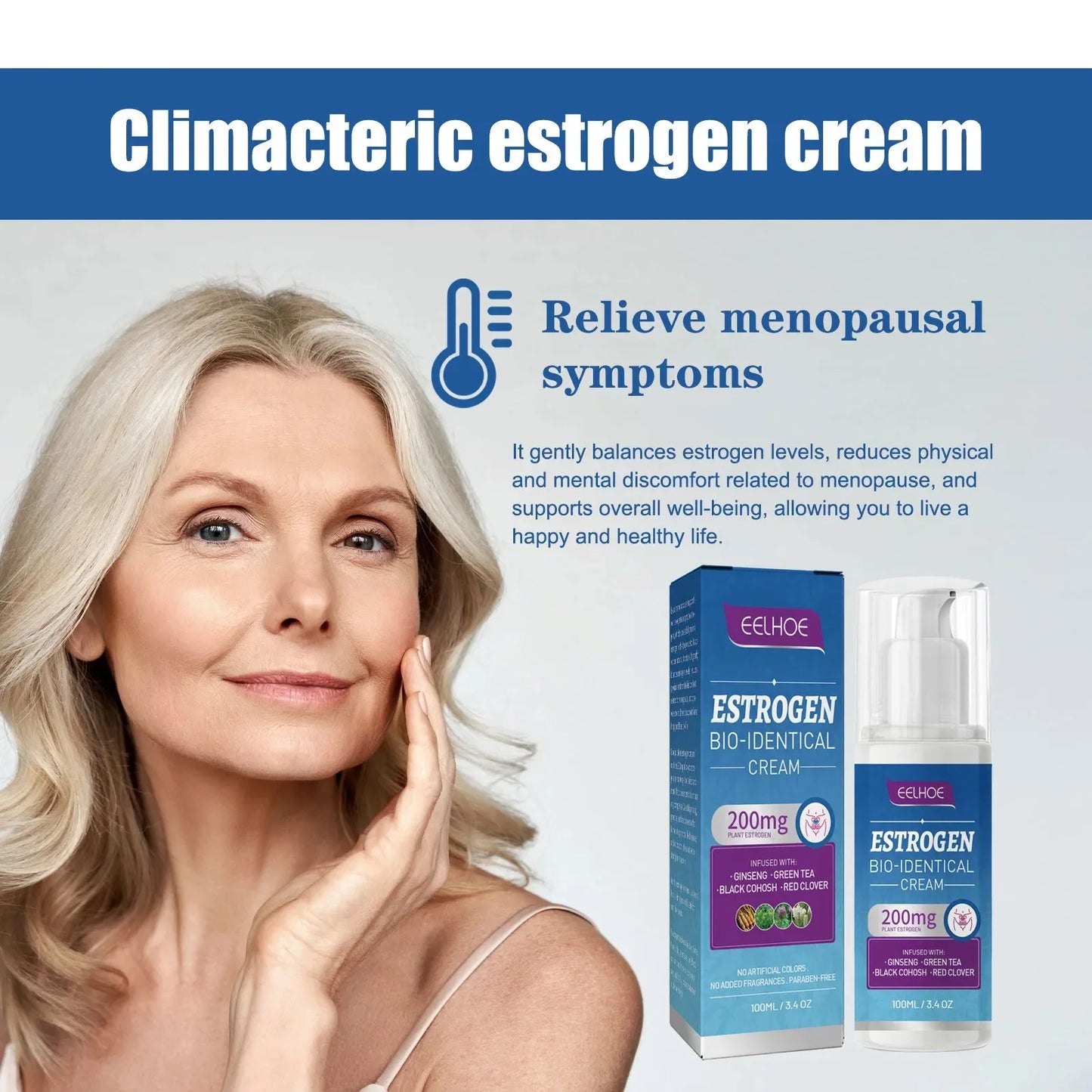 100ml Estrogen Relief Cream for Women Menopause Soothing Balm Menstrual Cycle & Body Balance Support Helps Reduce Hot Flashes