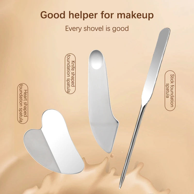 Stainless Steel Foundation Spatula Mask And Eye Cream Spoons Multi-Functional Facial Scraping Metal Beauty & Skin Care Tools Set