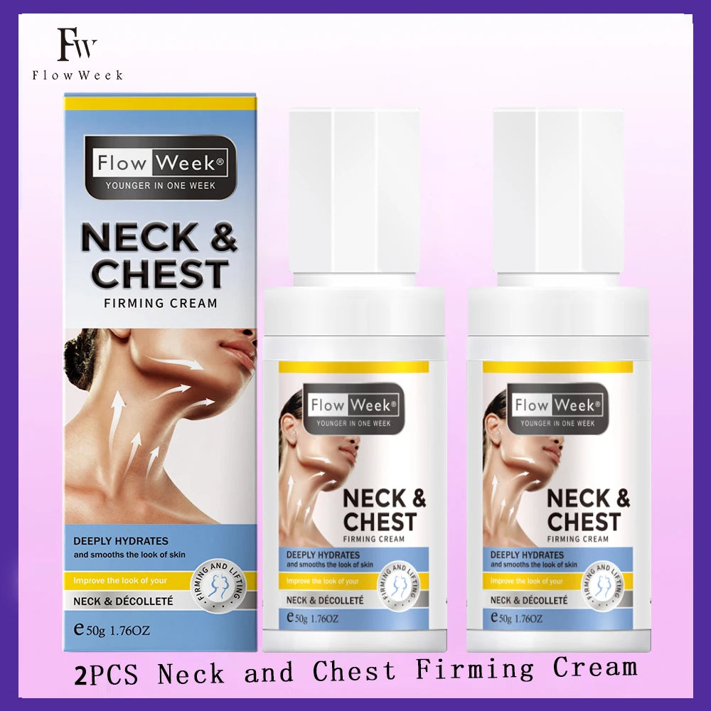 Flowweek Neck & Chest Firming Cream Tighten & Smooth Skin, Preservative-Free, For All Skin Types With Collagen & Niacinamide