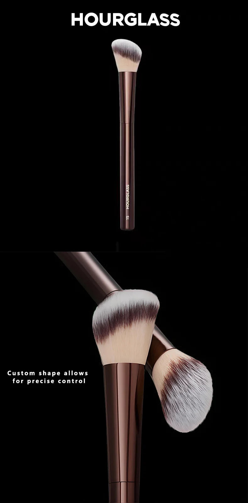 HOURGLASS No. 15 Liquid Blush Brush, Angled Contour Brush, Loose Powder Brush, Professional beauty tools