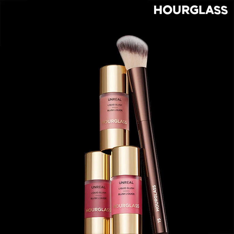 HOURGLASS No. 15 Liquid Blush Brush, Angled Contour Brush, Loose Powder Brush, Professional beauty tools