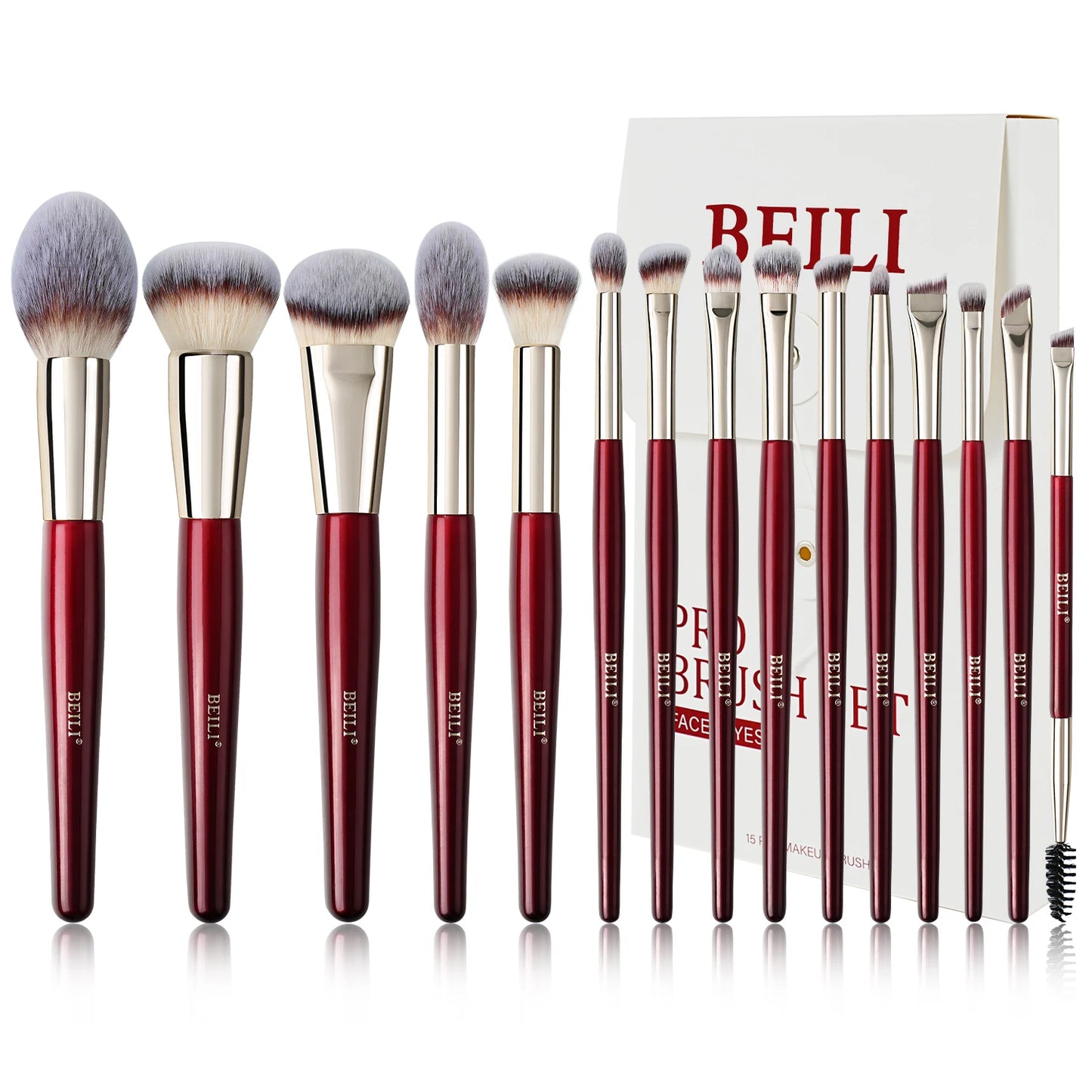 BEILI 9/15/30Pcs Pro Makeup Brushes Suitable for Foundation Powder Concealer Eyeshadow Eyebrow Eyelashes Eyeliner Brush Set